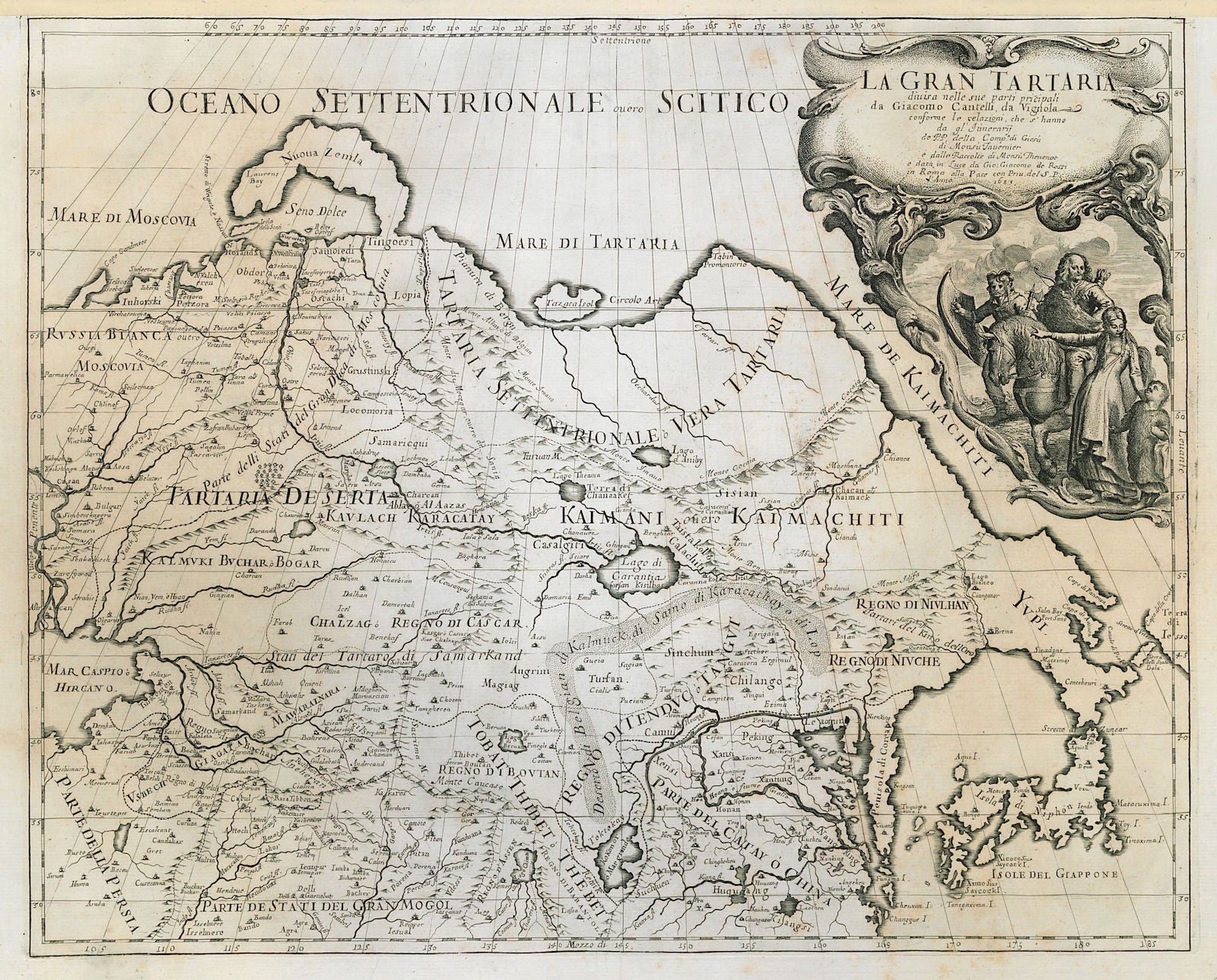 La Gran Tartaria. Great Tartary. Central/North Asia. ROSSI / CANTELLI 1683 map